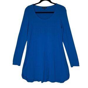 Eileen Fisher Blue Scoop Neck Long Sleeve Tunic/Dress Size M Coastal Grandma